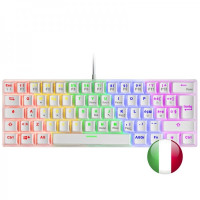 Mars Gaming MK60 Teclado Gaming Mecanico - Ultra-compacto 60% - Iluminacion RGB - Switches Antipolvo - Teclas Imborrables - Multiplataforma - Italiano - Color Blanco