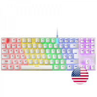 Mars Gaming MK80 Teclado Gaming Mecanico - Compacto TKL - Iluminacion RGB - Teclas Imborrables - Switches Antipolvo - Multiplataforma - Anti-Ghosting Avanzado - US - Color Blanco