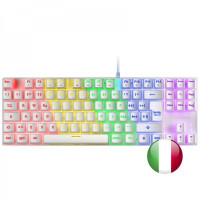 Mars Gaming MK80 Teclado Gaming Mecanico - Compacto TKL - Iluminacion RGB - Teclas Imborrables - Switches Antipolvo - Multiplataforma - Anti-Ghosting Avanzado - Italiano - Color Blanco