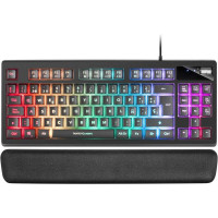 Mars Gaming Teclado Gaming MKAX RGB Control - Compacto TKL - Pulsacion H-Mech - 9 Efectos RGB - Boton Roller Volumen - Reposamuñecas Memory Gel - Compatibilidad Multiplataforma - Color Negro