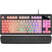 Mars Gaming MKAX Teclado Gaming - Iluminacion RGB 9 Efectos - Diseño Compacto TKL - Tecnologia H-Mech - Reposamuñecas Memory Gel - Compatible Multiplataforma - Color Negro