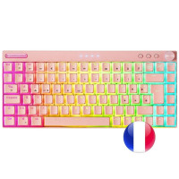 Mars Gaming Teclado Premium - Triple Conexion - Tamaño Ultra-Compacto 75% - Switch Antipolvo Outemu SQ Pro - Iluminacion RGB Chroma - Bateria 200h - Frances - Color Rosa