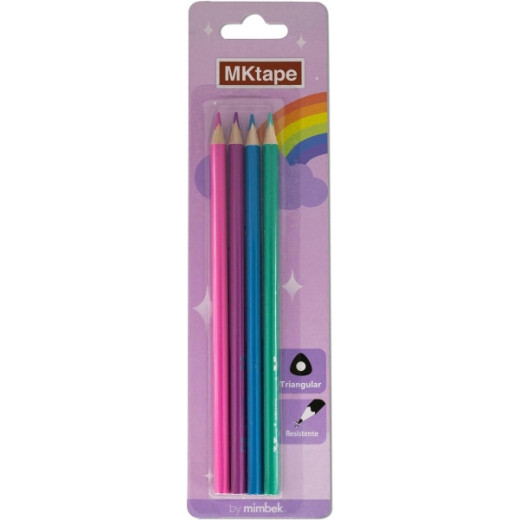 MKtape Pack de 4 Lapices Triangulares de Colores - Mina de 3
