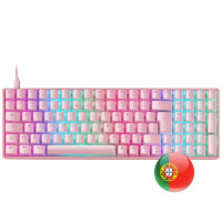 Mars Gaming MKULTRA Teclado Gaming Premium - 96% Compacto - Teclas PBT Pudding - Iluminacion RGB Chroma - Switches OUTEMU SQ - USB-C Extraible - Multiplataforma - Portugues - Color Rosa