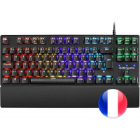 Mars Gaming MKXTKL Teclado Mecanico - Switches OUTEMU SQ - RGB 5 Colores - Diseño TKL Compacto - Reposamuñecas Ergonomico - Antighosting Total - Frances - Color Negro