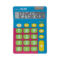Milan Calculadora de Sobremesa 10 Digitos Mix - Teclas Grandes - Tecla Rectificacion Entrada de Datos - Apagado Automatico