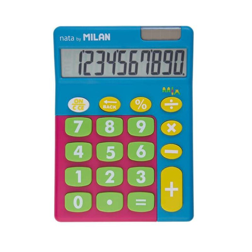 Milan Calculadora de Sobremesa 10 Digitos Mix - Teclas Grandes - Tecla Rectificacion Entrada de Datos - Apagado Automatico