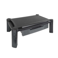 Tooq Soporte Elevador con Cajon para Monitor o Portatil - Regulable en Altura - Peso Max 10kg - Color Negro