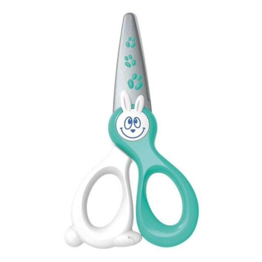 Maped Kidikut Tijera Escolar Punta Redonda - Cuchillas en Fibra de Vidrio - Mango de Plastico Simetrico - 12 cm. - Colores Surtidos - Caja Expositora de 20 ud.