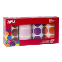 Apli Pack de 4 Rollos de Gomets Redondos Ø 33mm - 708 Gomets por Rollo - Adhesivo Permanente - 2832 Gomets en Total - Ideales para Escuelas Infantiles - Colores Marron