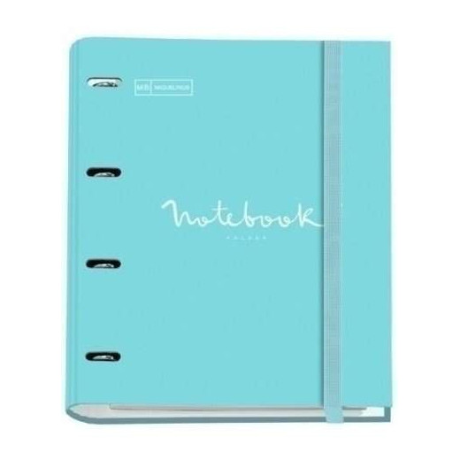 Miquel Rius Emotions Carpebloc 5 Archivador de 4 Anillas Formato A4 + Recambio de 100 Hojas con Banda en 5 Colores - Cubiertas de Carton Forrado - Cierre con Goma Elastica - Color Azul Cielo