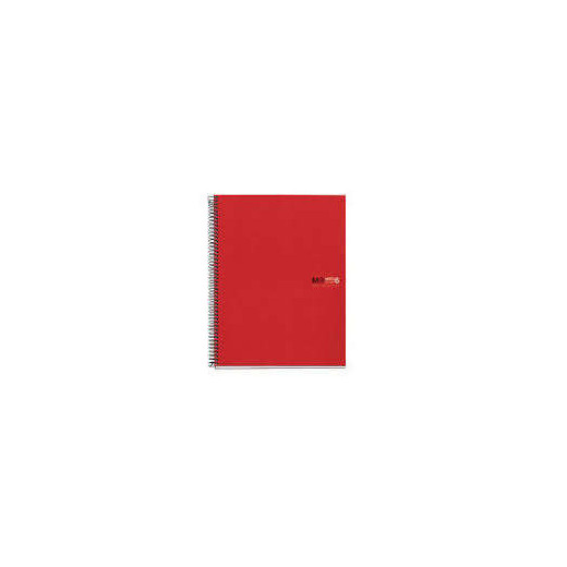 Miquel Rius Notebook6 Cuaderno de Espiral Formato A5 - 150 Hojas de 70gr Microperforadas con 2 Taladros - Cubiertas de Polipropileno - Cuadricula 5x5 - Color Rojo