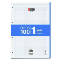 Miquel Rius Bloc1 Bloc Encolado Formato A4 - 100 Hojas de 70gr con 4 Taladros - Banda de las Hojas Azul - Base de Carton - Cuadricula 5x5