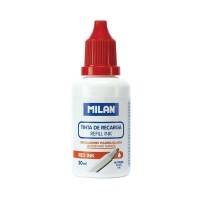 Milan Bote de Tinta para Rotuladores de Pizarra Blanca Recargables - 30ml - Tinta a base de Alcohol - Color Rojo