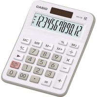 Casio MX-12B Calculadora de Escritorio Pequeña - Pantalla LCD de 12 Digitos - Solar y Pilas - Color Blanco