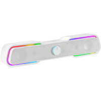 Mars Gaming Barra de Sonido Gaming 10W - Procesador de Sonido DSP - Iluminacion RGB - Conexion Jack + Bluetooth 5.0 - Color Blanco