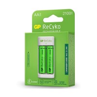 GP ReCyko Pack de Cargador USB + 2 Pilas Recargables 2100mAh AA