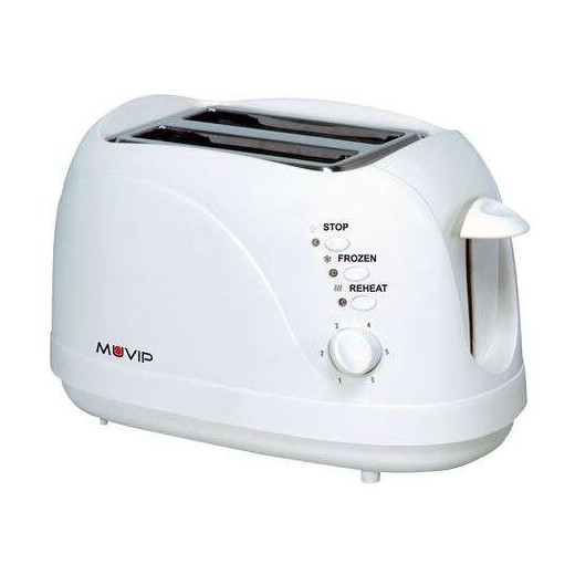 Muvip Tostadora de Pan 750W - Capacidad para 2 Rebanadas - 6 Niveles de Tostado - Funcion Calentar