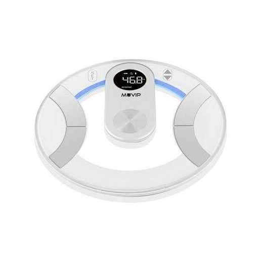 Muvip Round Design Bascula de Baño Digital - Pantalla LCD - Plataforma de Cristal - Peso Max. 180kg - Auto Apagado