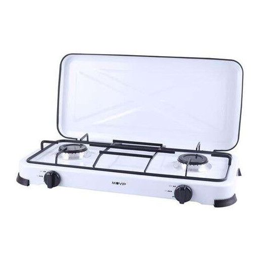 Muvip Cocina de Gas 2 Fuegos - Encendido Manual - Rejillas Extraibles - Tapa Protectora