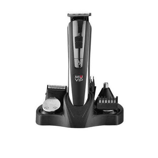 Muvip Cortapelos Recargable Multifuncion 5 en 1 - 4 Cabezales para Distintas Zonas - Cuchillas de Acero Inoxidable - Peines de Distintas Longitudes - Autonomia hasta 45m