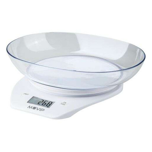 Muvip Bascula de Cocina Digital con Bol - Bol Transparente de 1.5L - Sensor de Alta Precision - Peso Max. 5kg