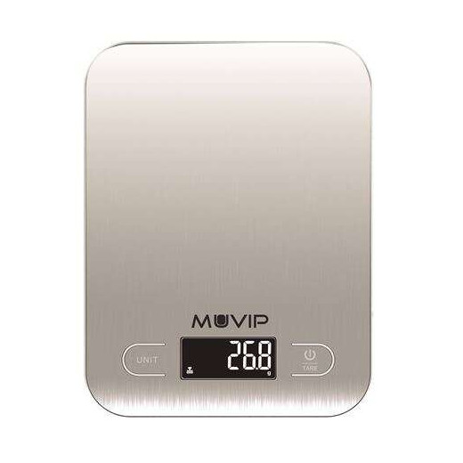 Muvip Luxury Bascula de Cocina Digital Bluetooth - Plataforma de Acero Inoxidable - Pantalla LCD - Sensor de Alta Precision - Apagado Automatico - Peso Max. 5kg