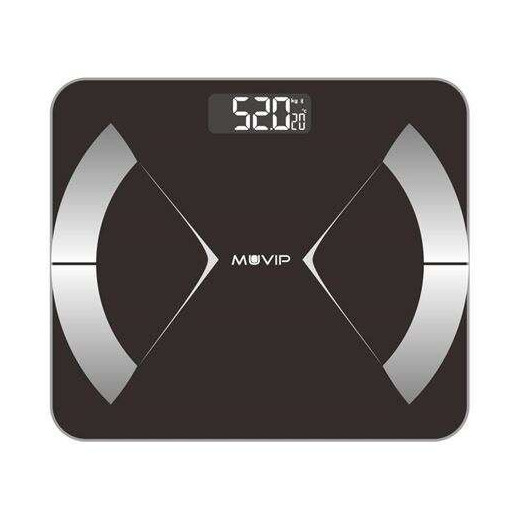Muvip Body Muscle Bascula de Baño Digital Bluetooth - Pantalla LCD - Plataforma de Cristal Templado - 10 Memorias - Peso Max. 180kg - Auto Apagado