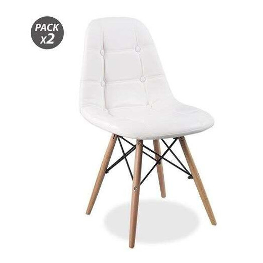 Muvip Design D300 Pack de 2 Sillas Multifuncionales - Patas de Madera - Uso en Interior - Ideal para Sala de Espera