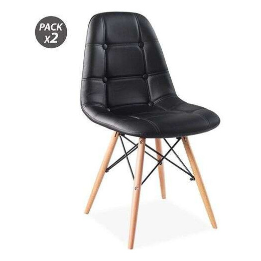Muvip Design D300 Pack de 2 Sillas Multifuncionales - Patas de Madera - Uso en Interior - Ideal para Sala de Espera