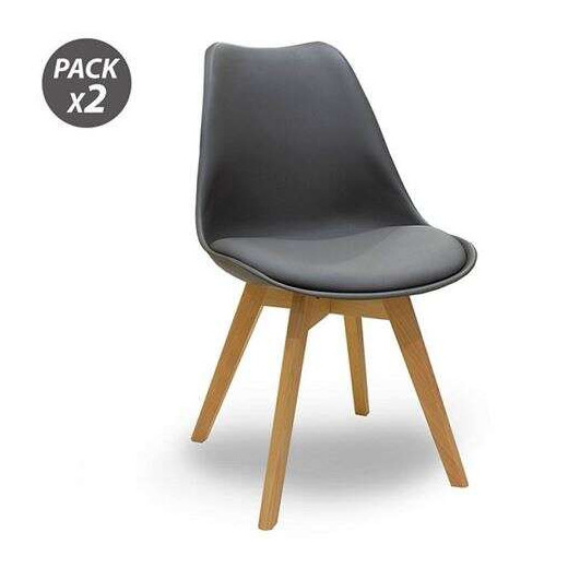 Muvip Design D200 Pack de 2 Sillas Multifuncionales - Asiento Acolchado - Patas de Madera - Uso en Interior - Ideal para Sala de Espera
