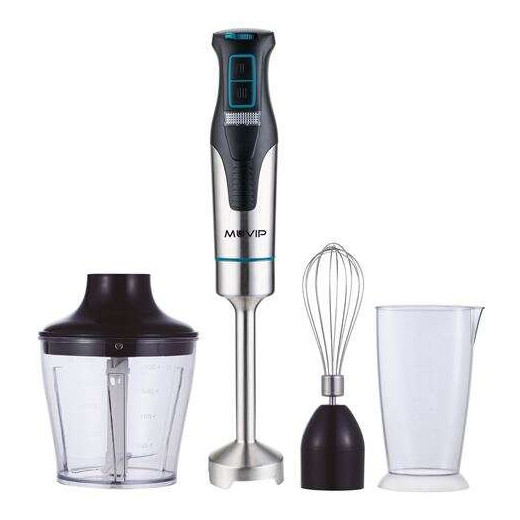 Muvip Batidora de Mano Inox 1200W + Accesorios - 2 Velocidades - Control de Velocidad - Cuerpo de Acero Inoxidable