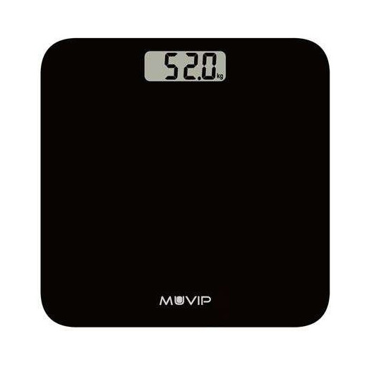 Muvip Bascula Digital de Baño - Capacidad 180Kg - Sensores Alta Precision - Color Negro