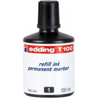 Edding T100 Bote de Recarga para Rotulador Permanente - Capacidad 100ml - Color Negro