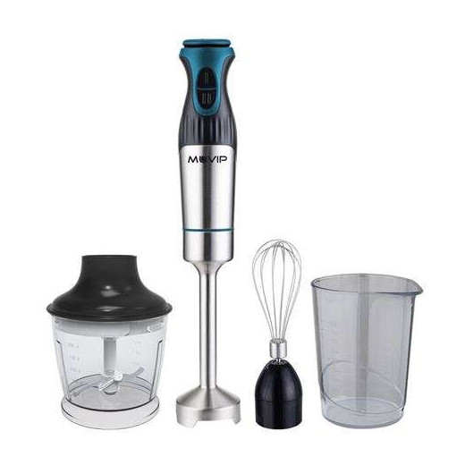 Muvip Batidora de Mano Inox 1200W + Accesorios - 2 Velocidades - Control de Velocidad - Cuerpo de Acero Inoxidable