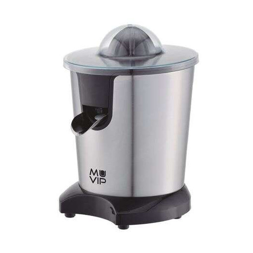 Muvip Exprimidor Electrico Inox 600W - Cuerpo y Filtro de Acero Inoxidable - Sistema Antigoteo - 2 Tamaños de Conos