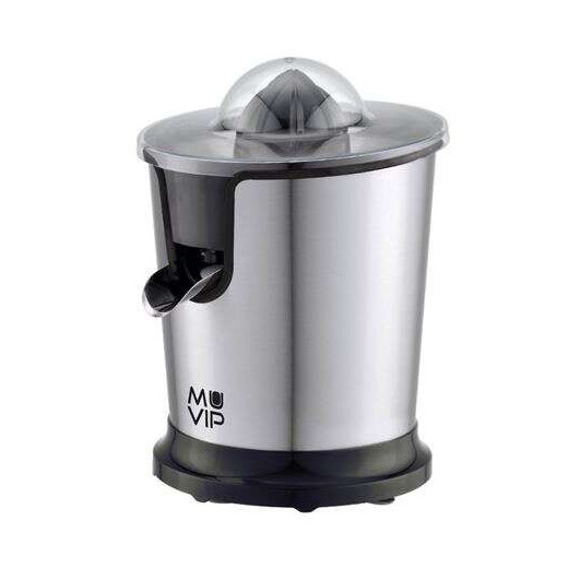Muvip Exprimidor Electrico Inox 300W - Cuerpo y Filtro de Acero Inoxidable - Sistema Antigoteo - 2 Tamaños de Conos