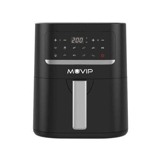 Muvip Freidora Aire Caliente 4.5L 1600W Pantalla Tactil - 10 Programas Preestablecidos - Cocina con 80% Menos Grasa - Olla Antiadherente - Temperatura Regulable 50-200ºC - Color Negro