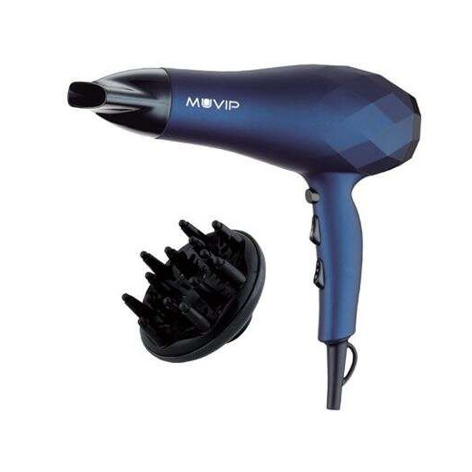 Muvip Secador de Pelo 2200W - 2 Velocidades - 3 Temperaturas de Secado - Gran Difusor de Aire - Color Azul