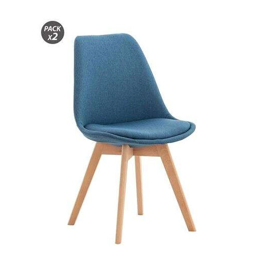 Muvip Pack 2 Sillas Design D400 - Tela Azul Oscuro