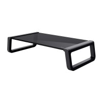 Trust Soporte de Monitor de Cristal Templado - Eleva tu Monitor para una Posicion Ergonomica - Organiza tu Escritorio Facilmente