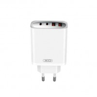 XO Cargador Rapido - USB-A 22.5W - 2 Puertos Tipo C - Multiples Voltajes - Alta Eficiencia - Color Blanco