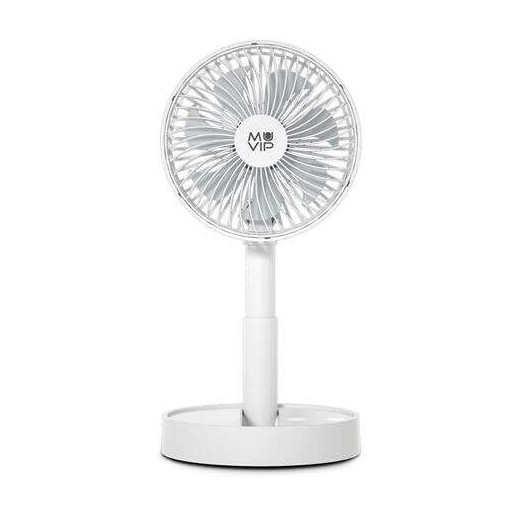Muvip Ventilador de Sobremesa Portatil Plegable 5W 15cm de Diametro - 4 Velocidades - Angulo Ajustable hasta 90º - Autonomia hasta 12h - Color Blanco