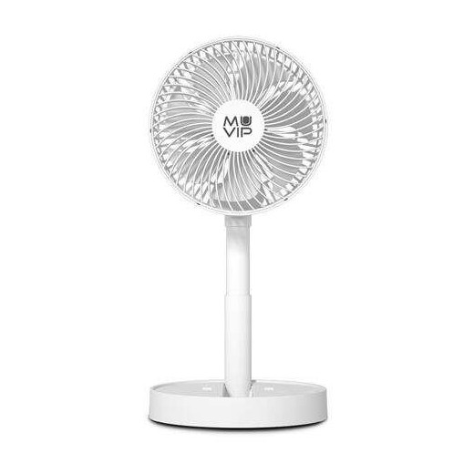 Muvip Ventilador de Sobremesa Portatil Plegable 6.5W 19cm de Diametro - 4 Velocidades - Angulo Ajustable hasta 90º - Autonomia hasta 21h - Color Blanco