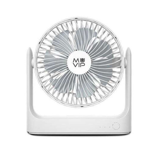 Muvip Ventilador de Sobremesa Portatil 5.5W 18cm de Diametro - 3 Velocidades - Angulo Ajustable hasta 360º - Autonomia hasta 15h - Color Blanco