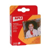 Apli Pack de 200 Fijafotos Autoadhesivos 18 x 17 mm - Solapa Triangular para Cantos de las Fotos - Facil Adherencia al Papel