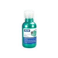 Milan Botella de Tempera 125ml - Tapon Dosificador - Secado Rapido - Mezclable - Color Verde Metalizado