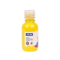 Milan Botella de Tempera 125ml - Tapon Dosificador - Secado Rapido - Mezclable - Color Amarillo