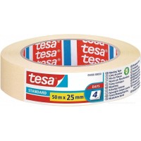 Tesa Standard Cinta de Pintor 25mm x 50m - Fabricada en Papel - Libre de Disolventes - No deja Residuos