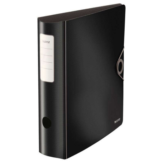 Leitz Active Solid Archivador de Palanca para formato A4 - Lomo Ancho Redondeado de 75mm - Mecanismo de 180° - Cierre con Goma Elastica - Color Negro
